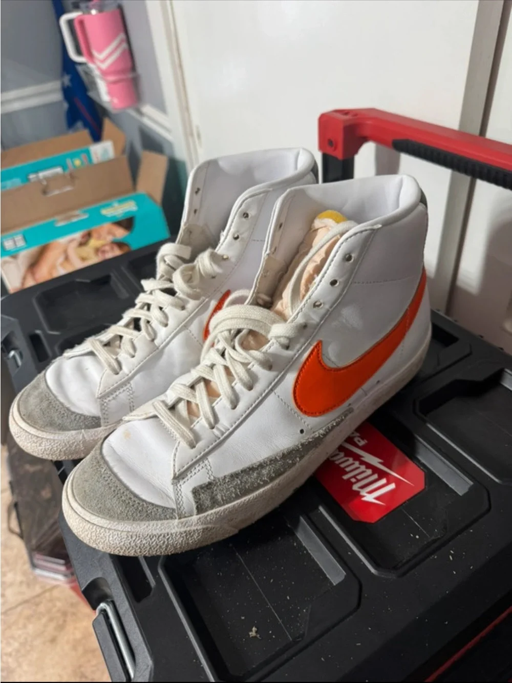 Nike White High-Top Sneakers with Black Accents